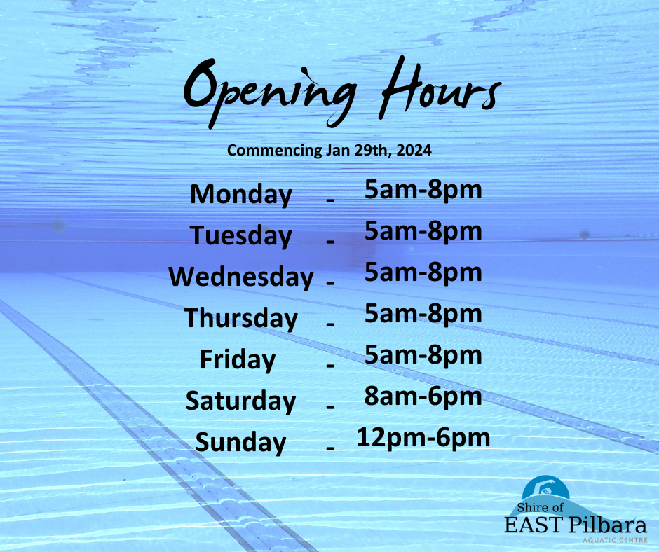 Newman Aquatic Centre - Summer Opening Hours